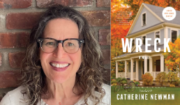 This is a picture of author Catherine Newman, next to the cover image for Catherine's book Wreck